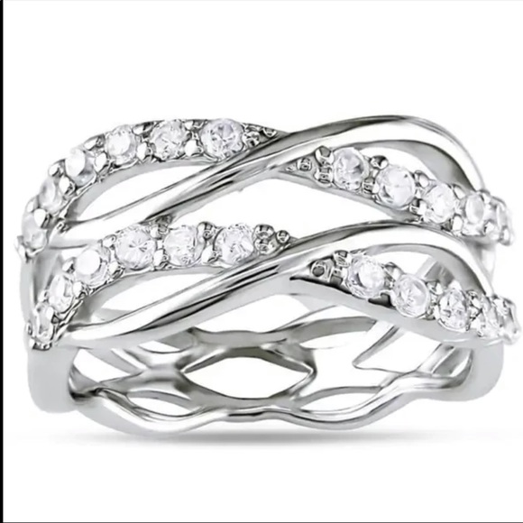 New 925 Silver Multi Layer Weave Diamond Ring 💍 - Picture 4 of 5